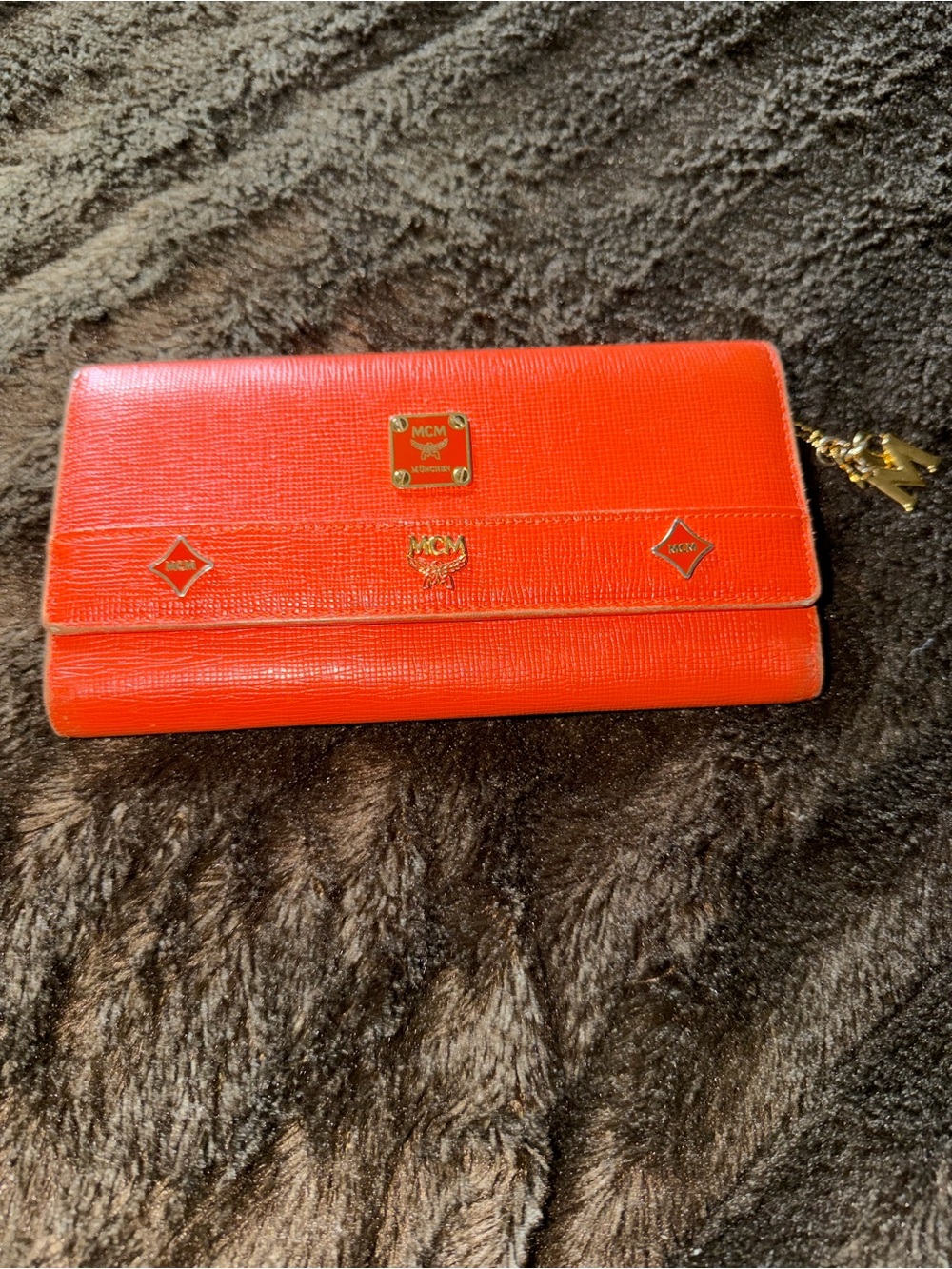 MCM Orange Leather Flap Wallet Wallet - Picture 2 of 7